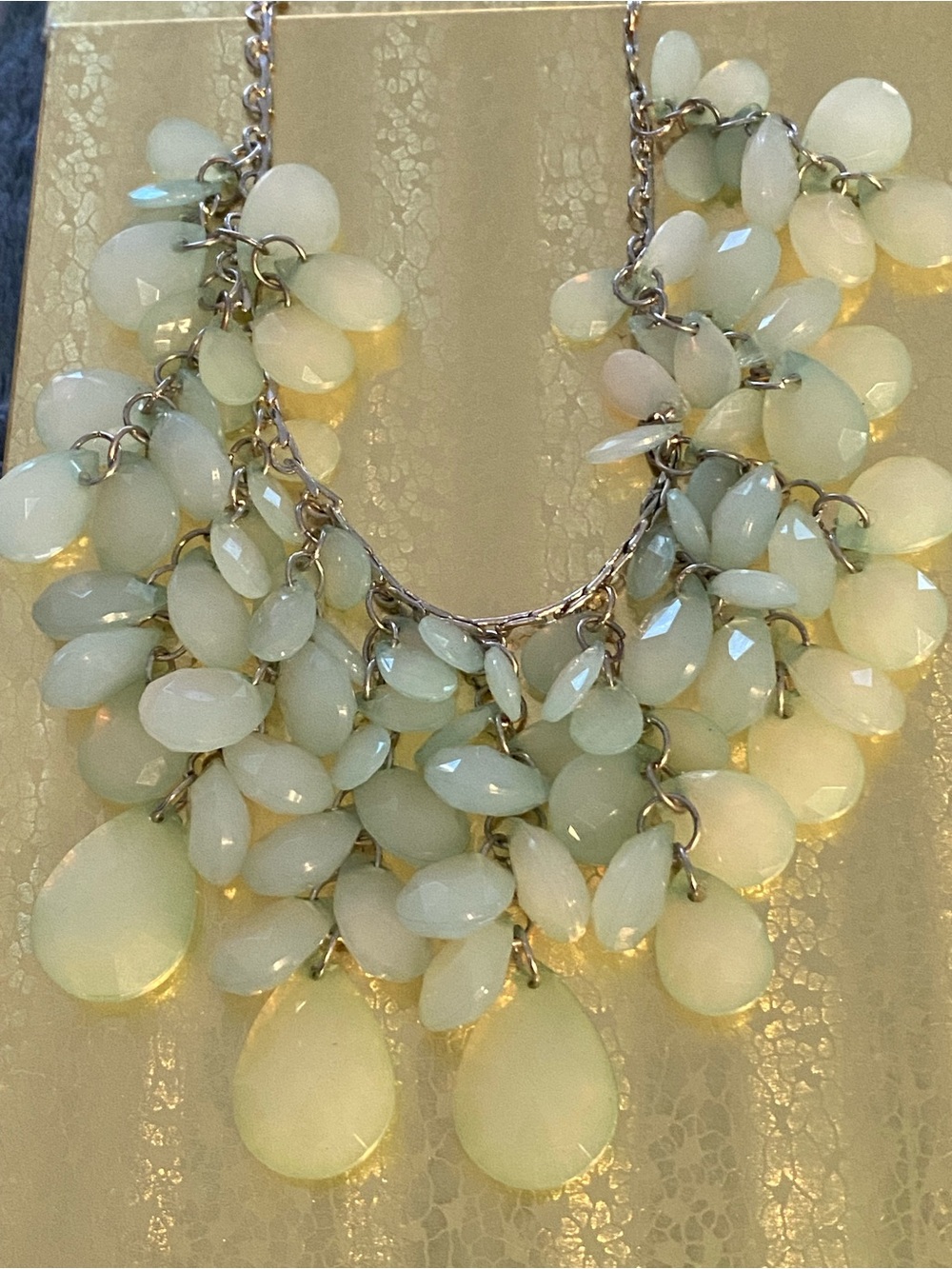 Women's Statement Necklace - Pale Mint Green and Silver